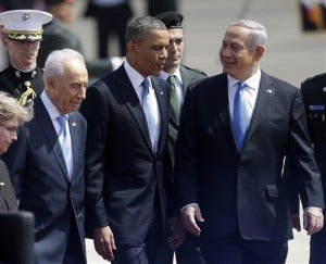 Barack Obama, Shimon Peres, Benjamin Netanyahu